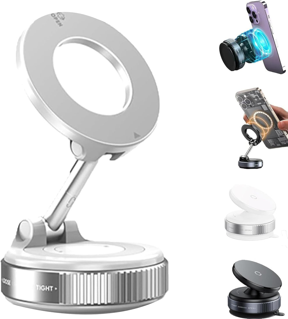 Suction cup phone holder + magnet – 360° rotating