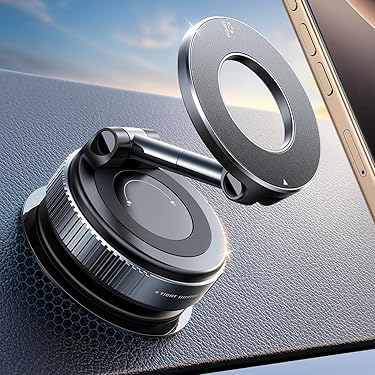 Suction cup phone holder + magnet – 360° rotating