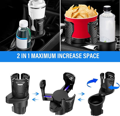 2-in-1 Car Cup Holder & Organizer – Rotatable and Space-Saving