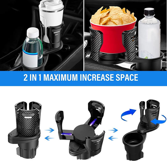 2-in-1 Car Cup Holder & Organizer – Rotatable and Space-Saving