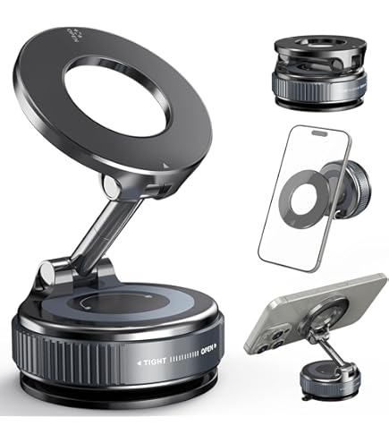 Suction cup phone holder + magnet – 360° rotating